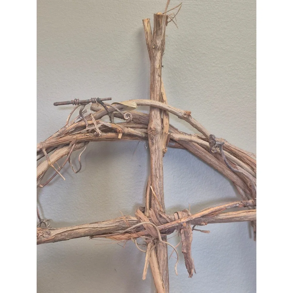Natural Grapevine Cross Wreath 16x18 Rustic Primitive Farmhouse Wall Decor Gift